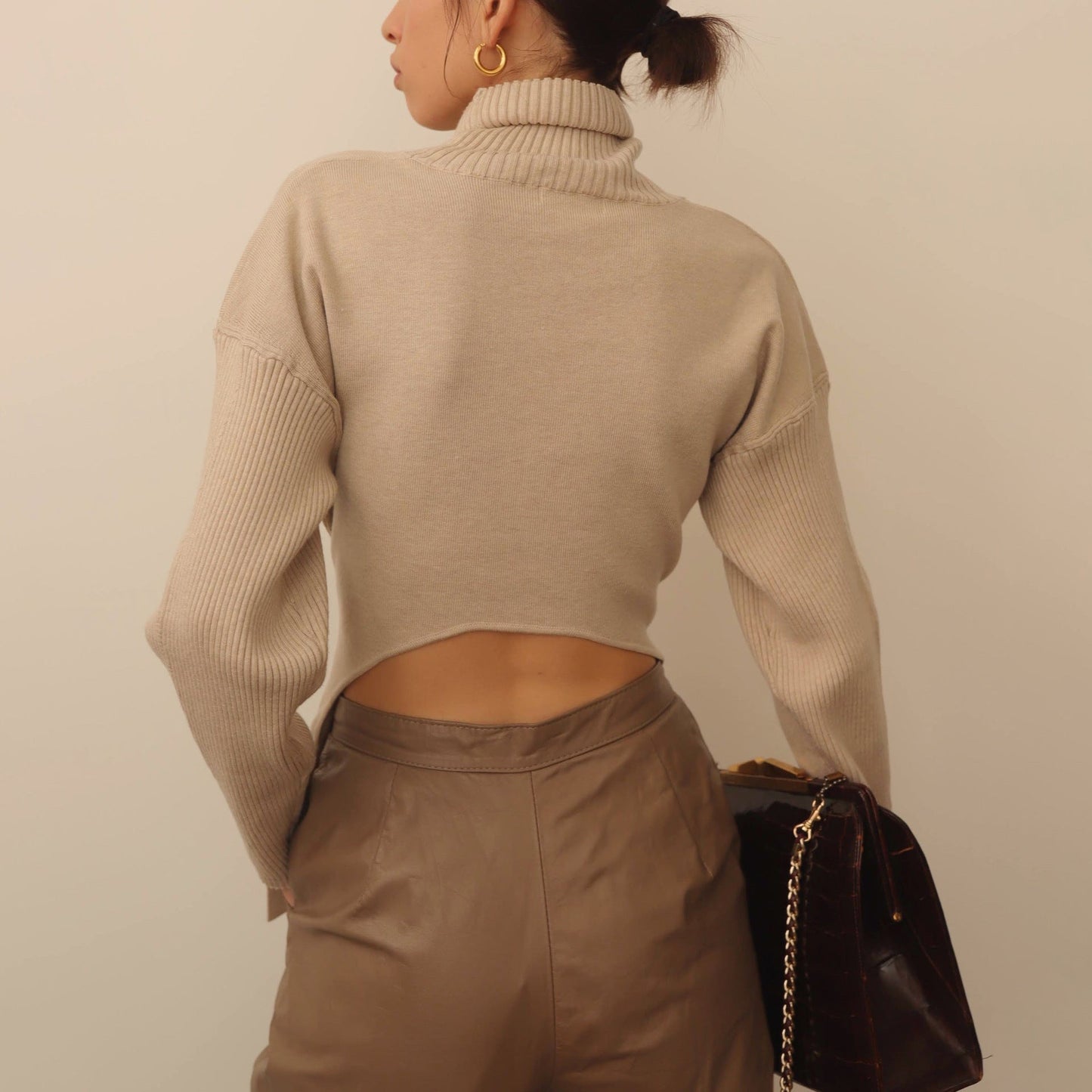 Damen Strickpullover Wickeldetail