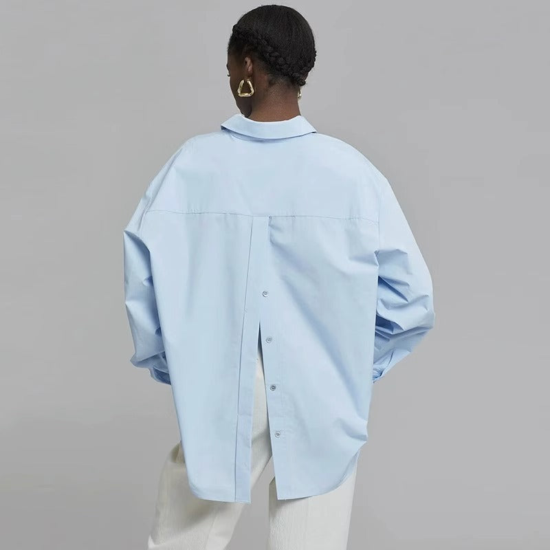 Damen Oversize-Hemd Eveloria Baumwolle Weiß