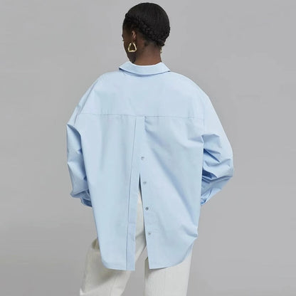 Damen Oversize-Hemd Eveloria Baumwolle Weiß