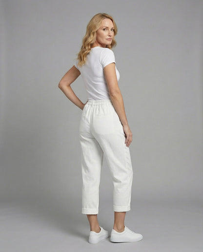 Damen Bequeme Chinohose Umschlagssaum