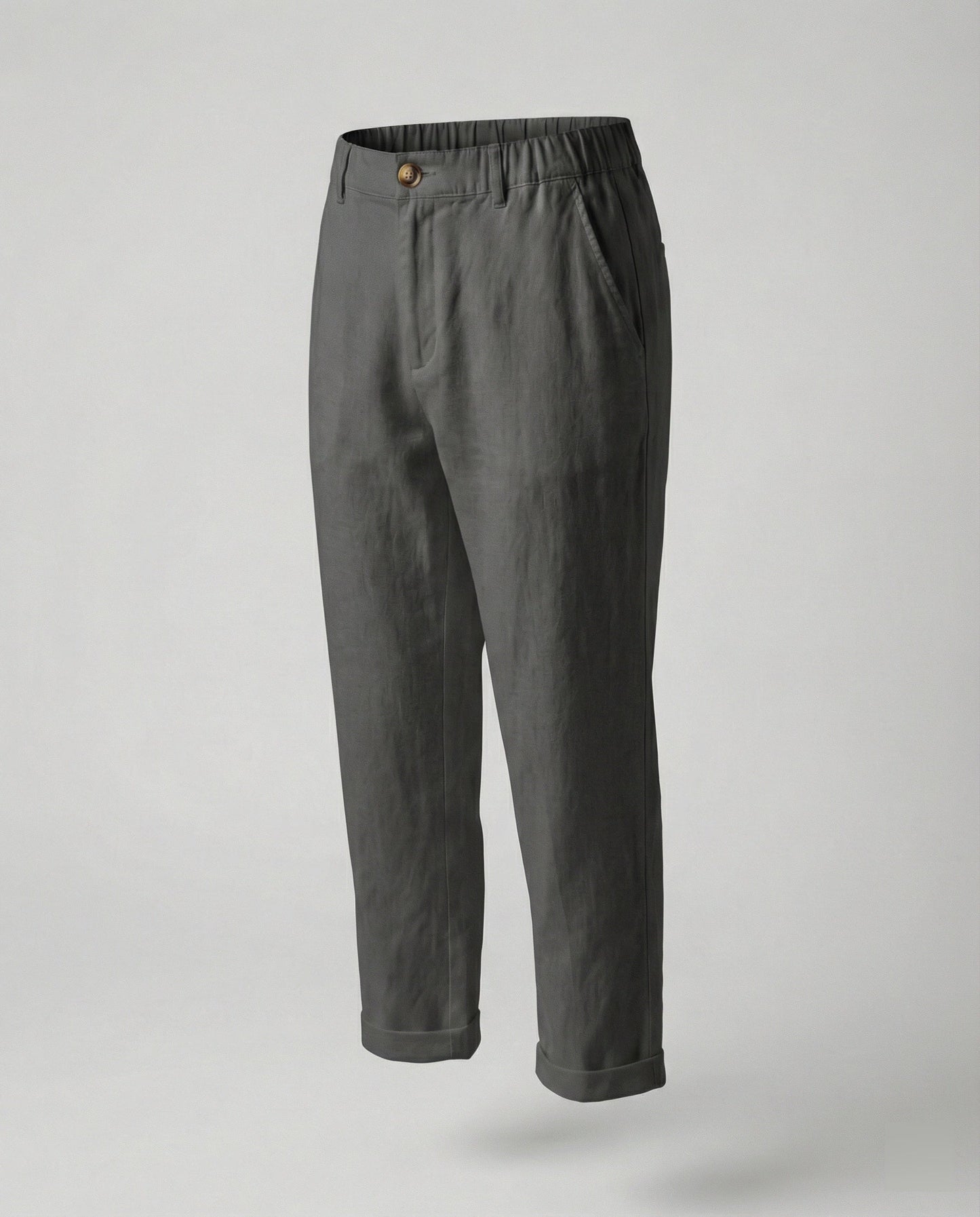 Damen Bequeme Chinohose Umschlagssaum