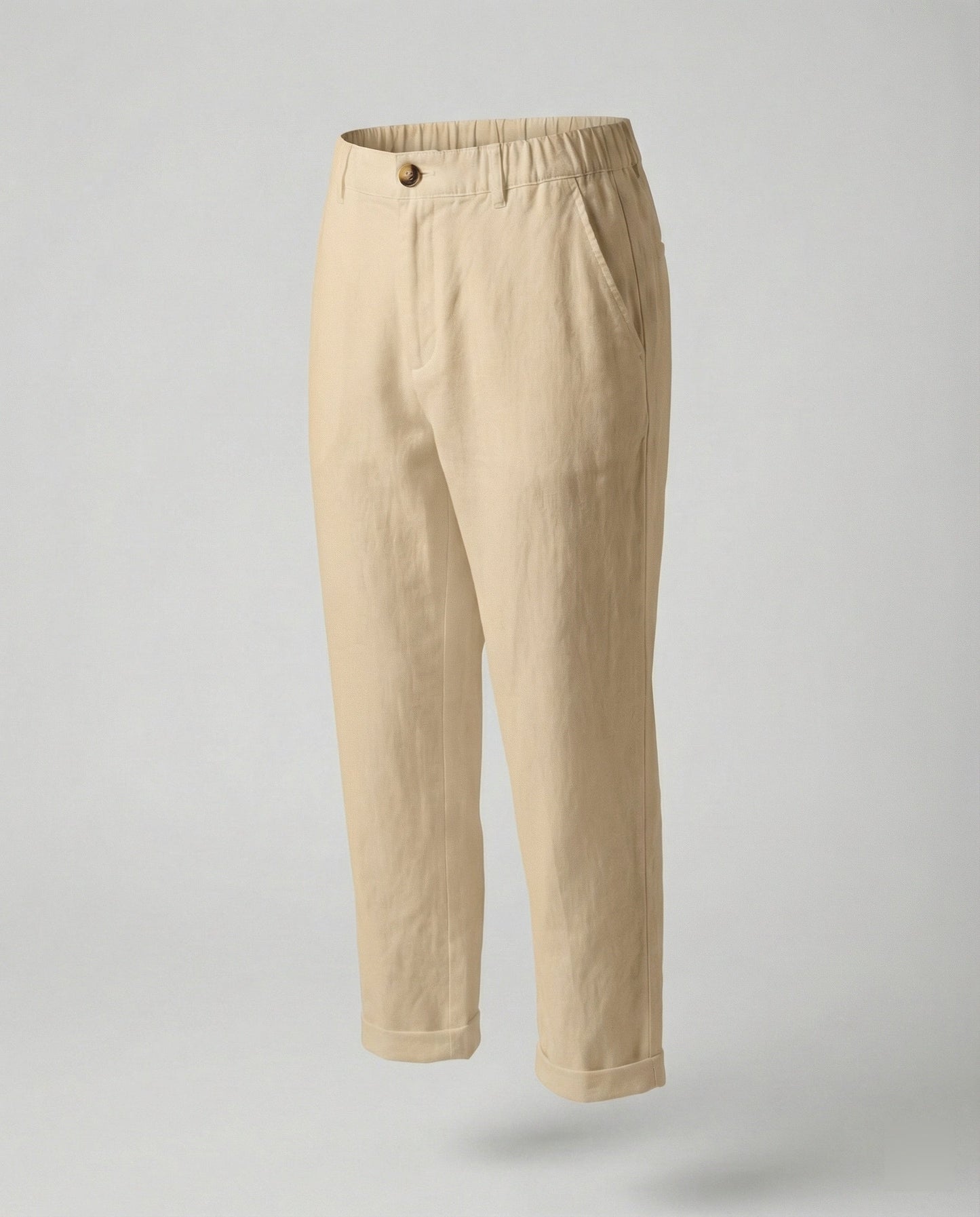 Damen Bequeme Chinohose Umschlagssaum