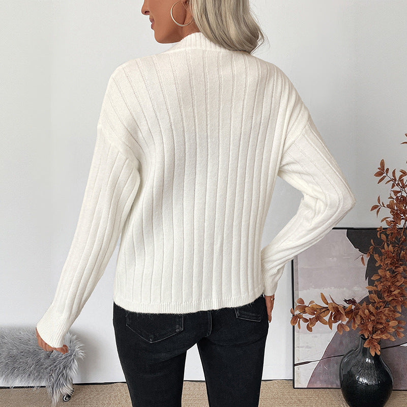 Damen Strickpullover mit Herzknöpfen und Struktur Oberfläche