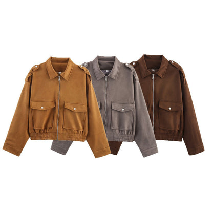 Damen Outdoorjacke Lässig Reißverschluss Große Taschen