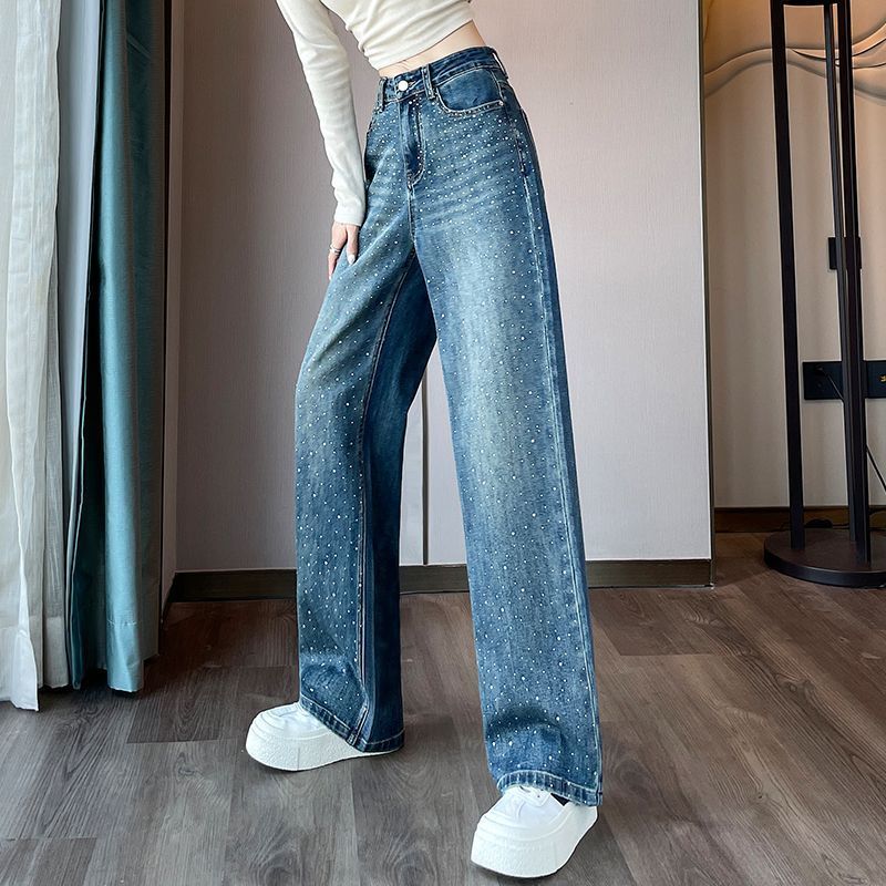 Damen Jeans mit Perlendetails Glänzend Eveloria