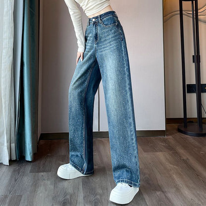 Damen Jeans mit Perlendetails Glänzend Eveloria