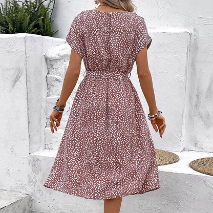 Damen Midi-Kleid Elastisch Knöpfe
