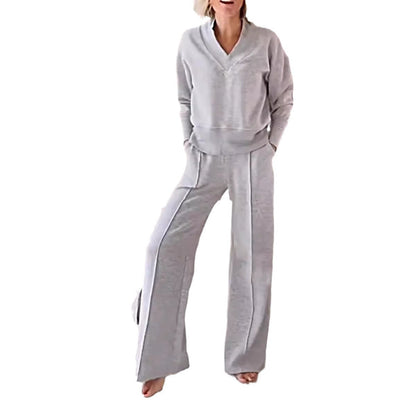 Damen Loungewear-Set V-Ausschnitt Weite Passform Eveloria