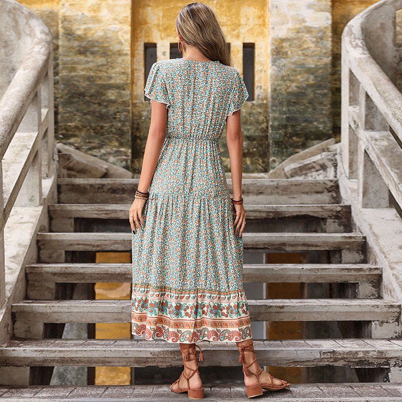 Damen Maxi-Kleid Floralmuster Elastisch Eveloria
