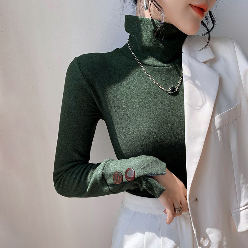 Damen Langarm Turtleneck Pullover Feines Rippmaterial