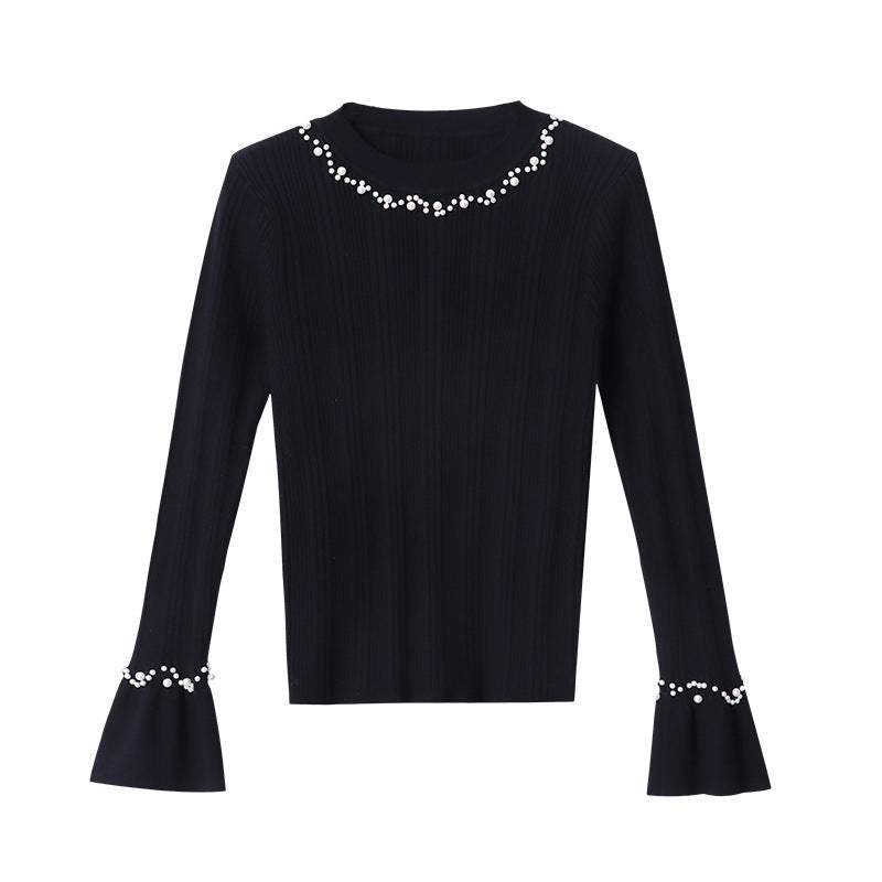 Damen Strickpullover mit Perlen-Details und langen Ärmeln Eveloria