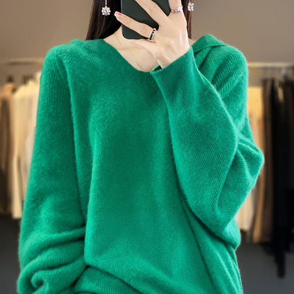 Damen Pullover V-Ausschnitt Voluminöse Ärmel Grau Eveloria