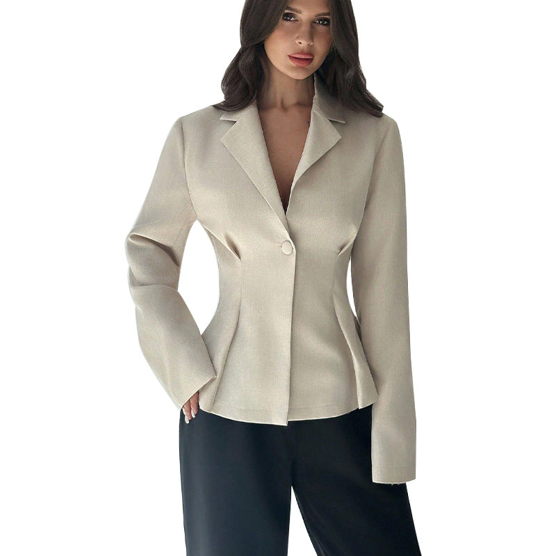 Damen Blazer Tailliert Feiner Stoff Eveloria