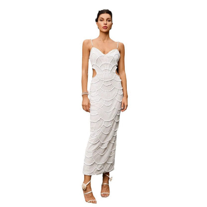 Damen Midi-Kleid mit Cut-Outs und Wellendesign Eveloria