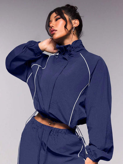 Damen Sportpullover Elastischer Bund Hoher Kragen Eveloria