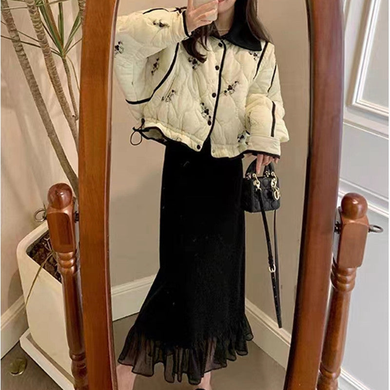 Damen Cardigan mit Knöpfen Rüschensaum Eveloria