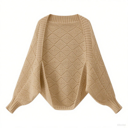 Damen Strickpullover Rautenmuster Bequem Eveloria