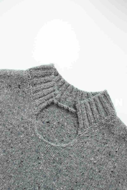 Damen Grobstrickpullover Stehkragen Eveloria