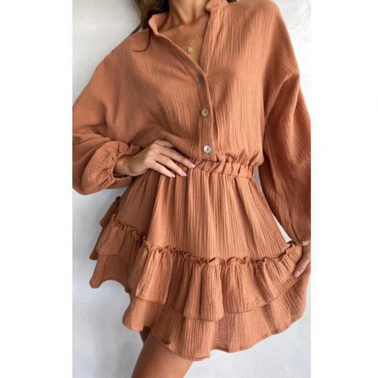 Damen Blusenkleid Rüschendetails Tailliert Eveloria