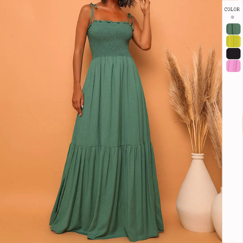 Damen Maxikleid Elastisch Verspieltes Bindeband Eveloria - Eveloria