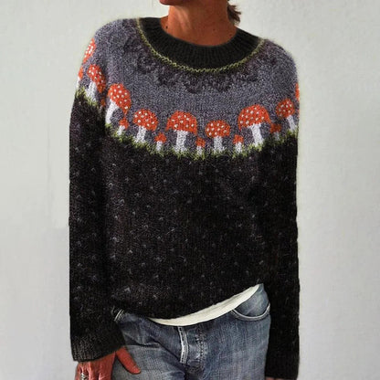 Damen Pullover Lebhaftes Landschaftsmuster Kuschelig Eveloria