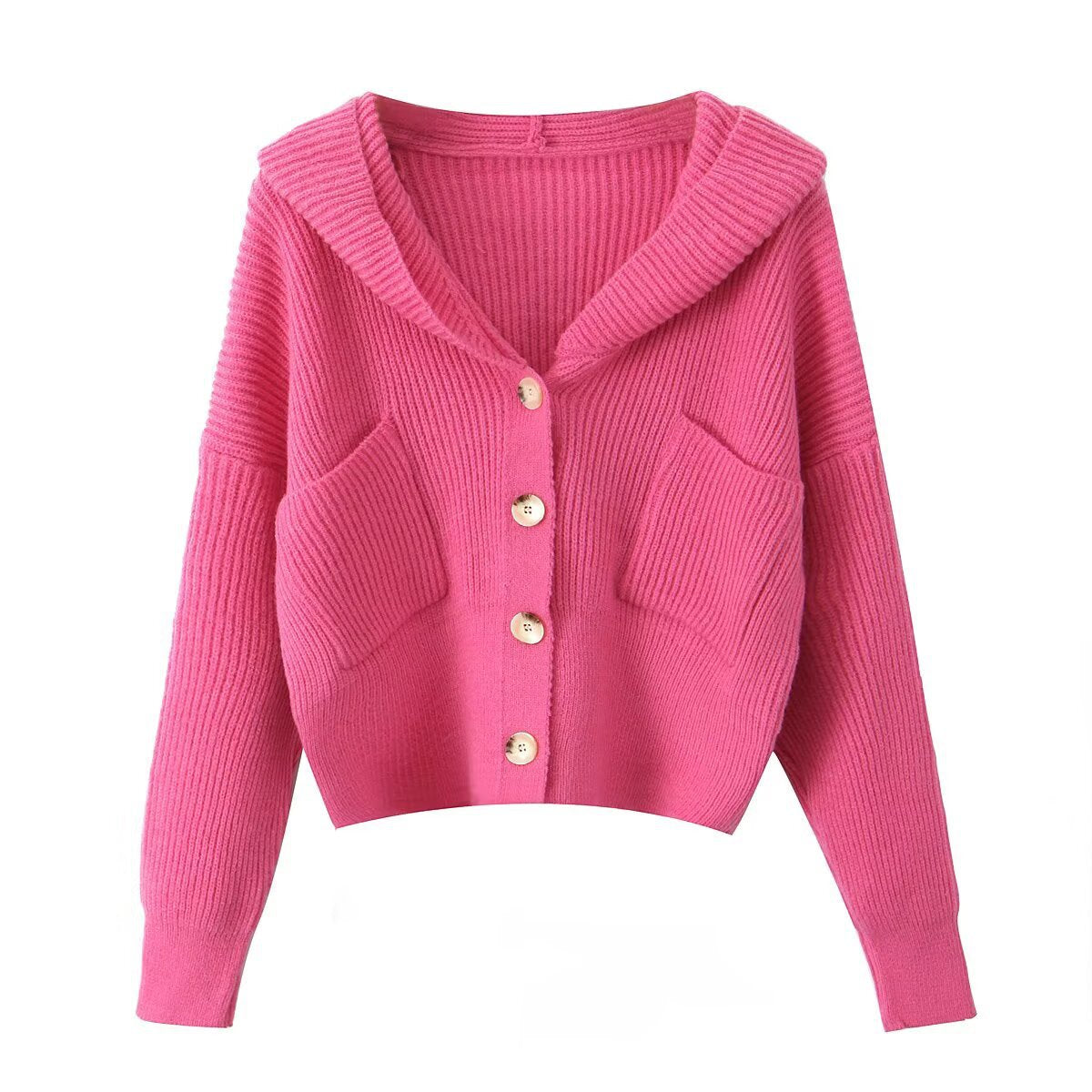 Damen Kuschelige Strickjacke mit Kapuze und Knopfverschluss - Eveloria