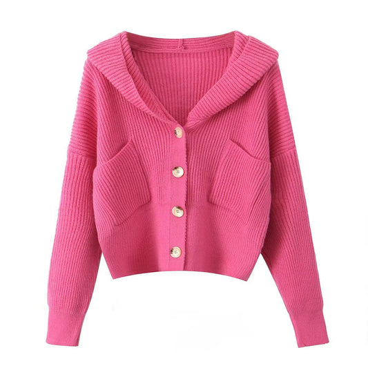 Damen Kuschelige Strickjacke mit Kapuze und Knopfverschluss - Eveloria