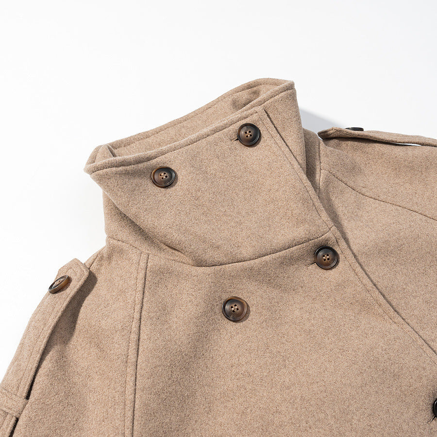 Damen Wolljacke Hochkragen Dekorative Knöpfe Eveloria
