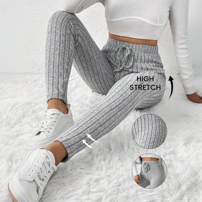 Damen Leggings Elastisch Rippmuster Eveloria