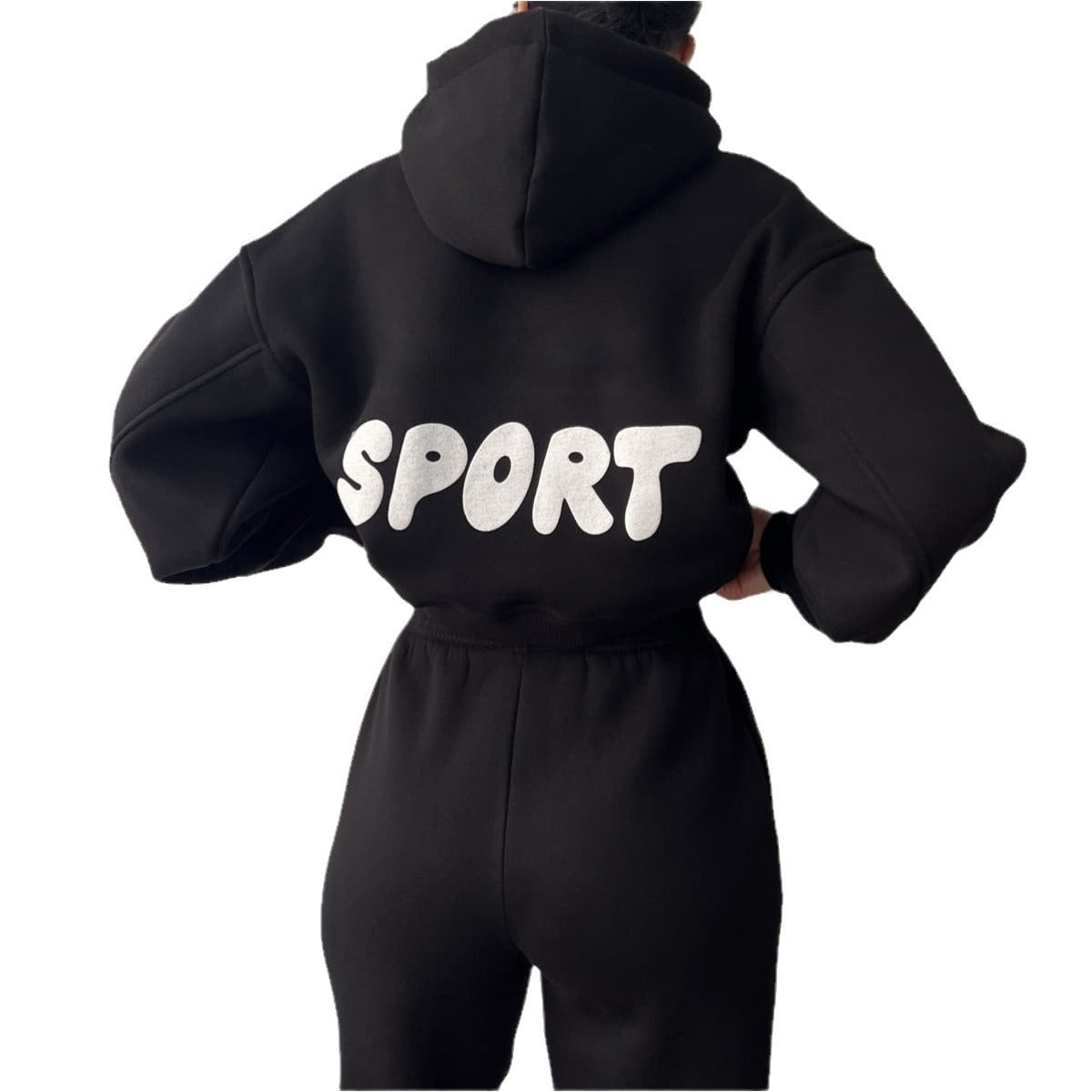 Damen Sport-Hoodie-Set Weiches Material Hochtaillierte Jogginghosen