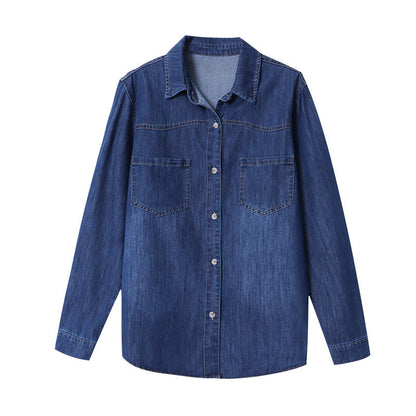 Damen Jeanshemd Lässiger Schnitt Blau