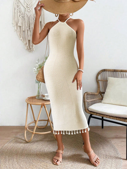 Damen Strickkleid Halsnaher Träger Eveloria