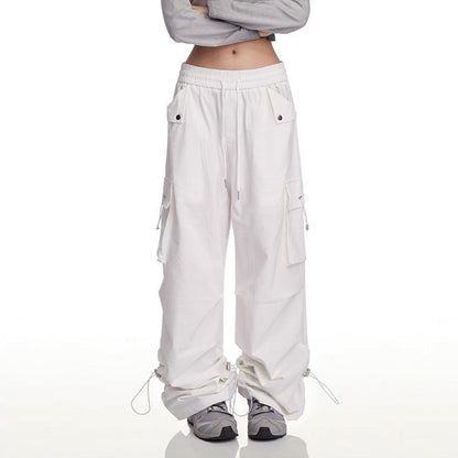 Damen Cargo-Hose mit Seitentaschen und verstellbarem Bund Schwarz - Eveloria