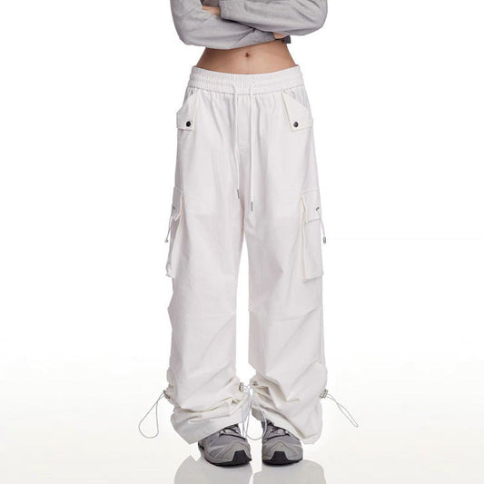 Damen Cargo-Hose mit Seitentaschen und verstellbarem Bund Schwarz - Eveloria