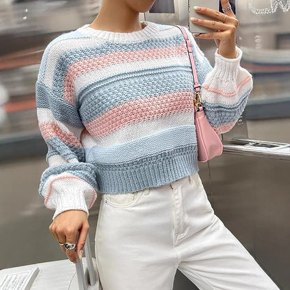 Damen Pullover Streifenmuster Lässiger Schnitt Eveloria - Eveloria