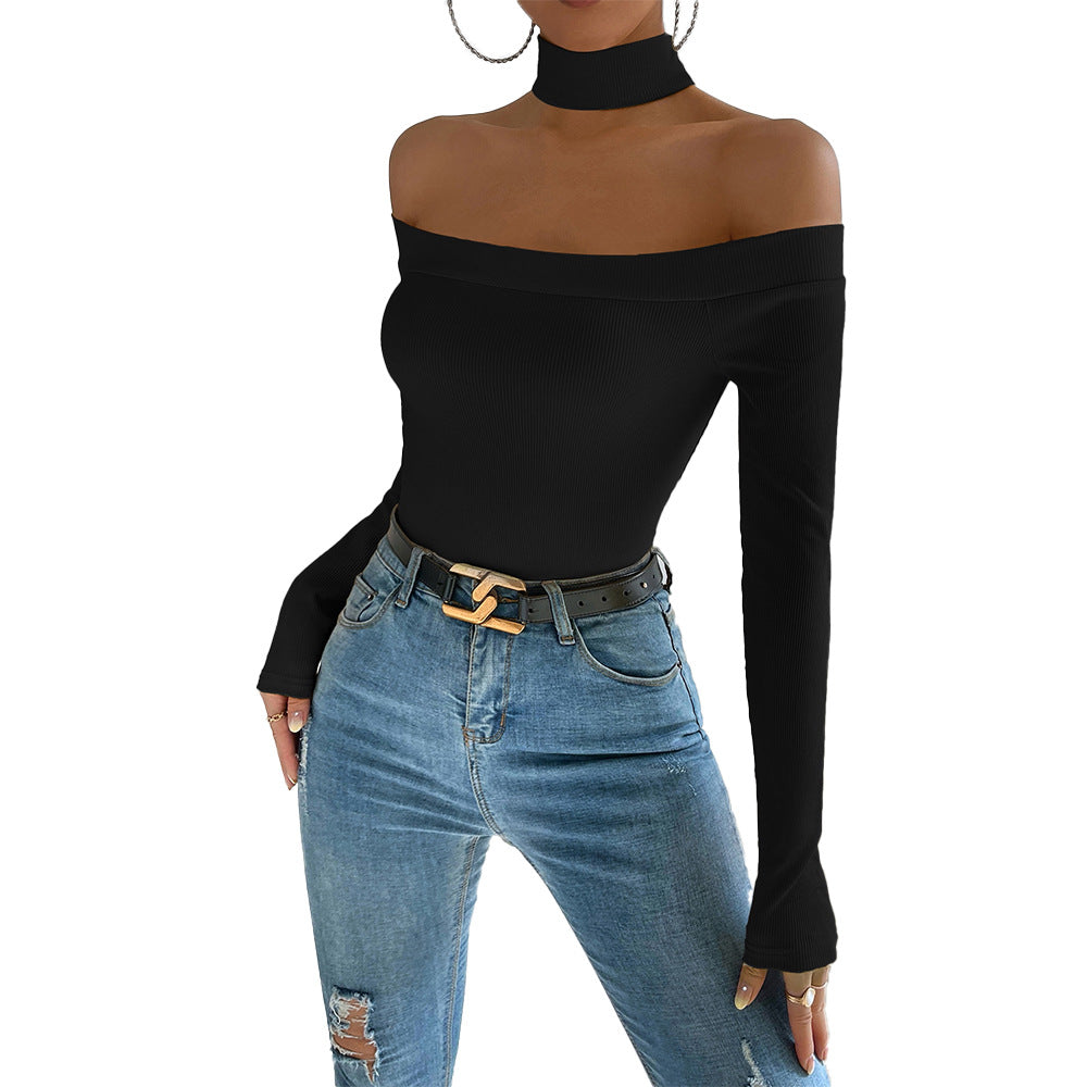 Damen Langarmshirt Off-Shoulder mit Knoten-Design Eveloria
