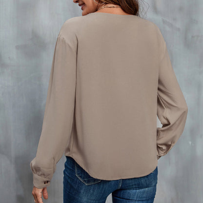 Damen Bluse Elegant Asymmetrischer Ausschnitt Modern