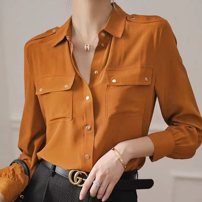 Damen Bluse mit Brusttaschen Eveloria - Eveloria