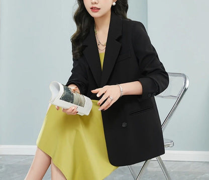 Damen Oversized Blazer Doppelter Knopfleiste Stylisch Eveloria