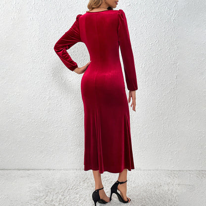 Eveloria Damen Midikleid Samt Herzförmiger Ausschnitt