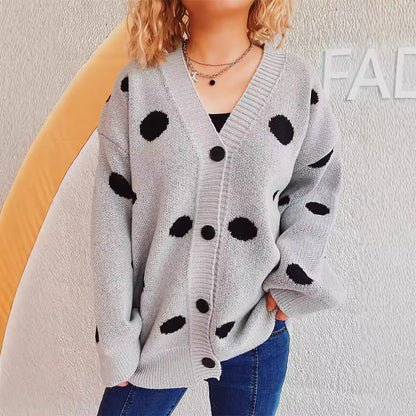 Damen Strickcardigan mit Punktedesign Bequem Schwarz Eveloria - Eveloria