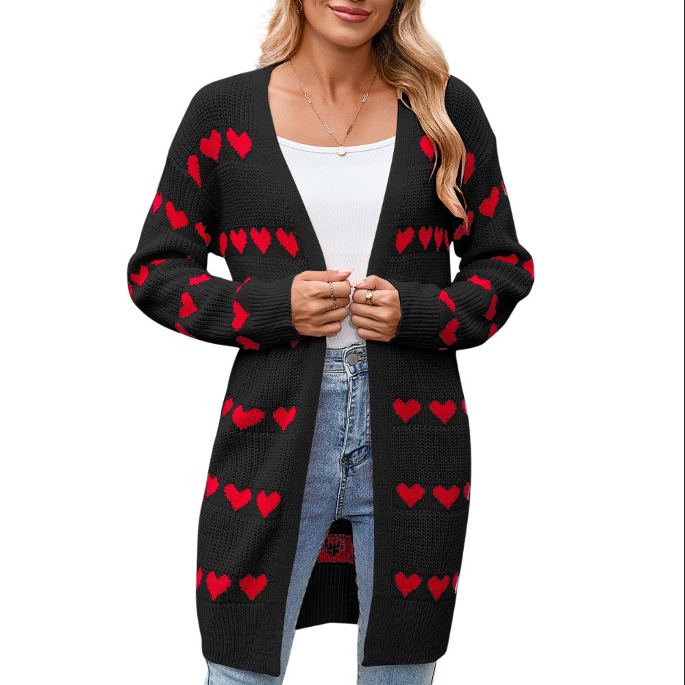 Damen Strickjacke Herz-Muster Eveloria - Eveloria