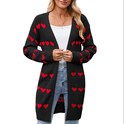 Damen Strickjacke Herz-Muster Eveloria - Eveloria