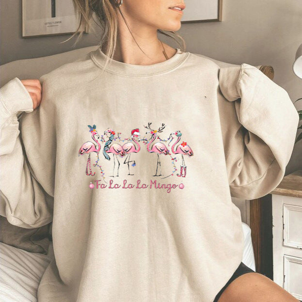 Damen Sweatshirt Flamingo-Motiv Lässig Eveloria