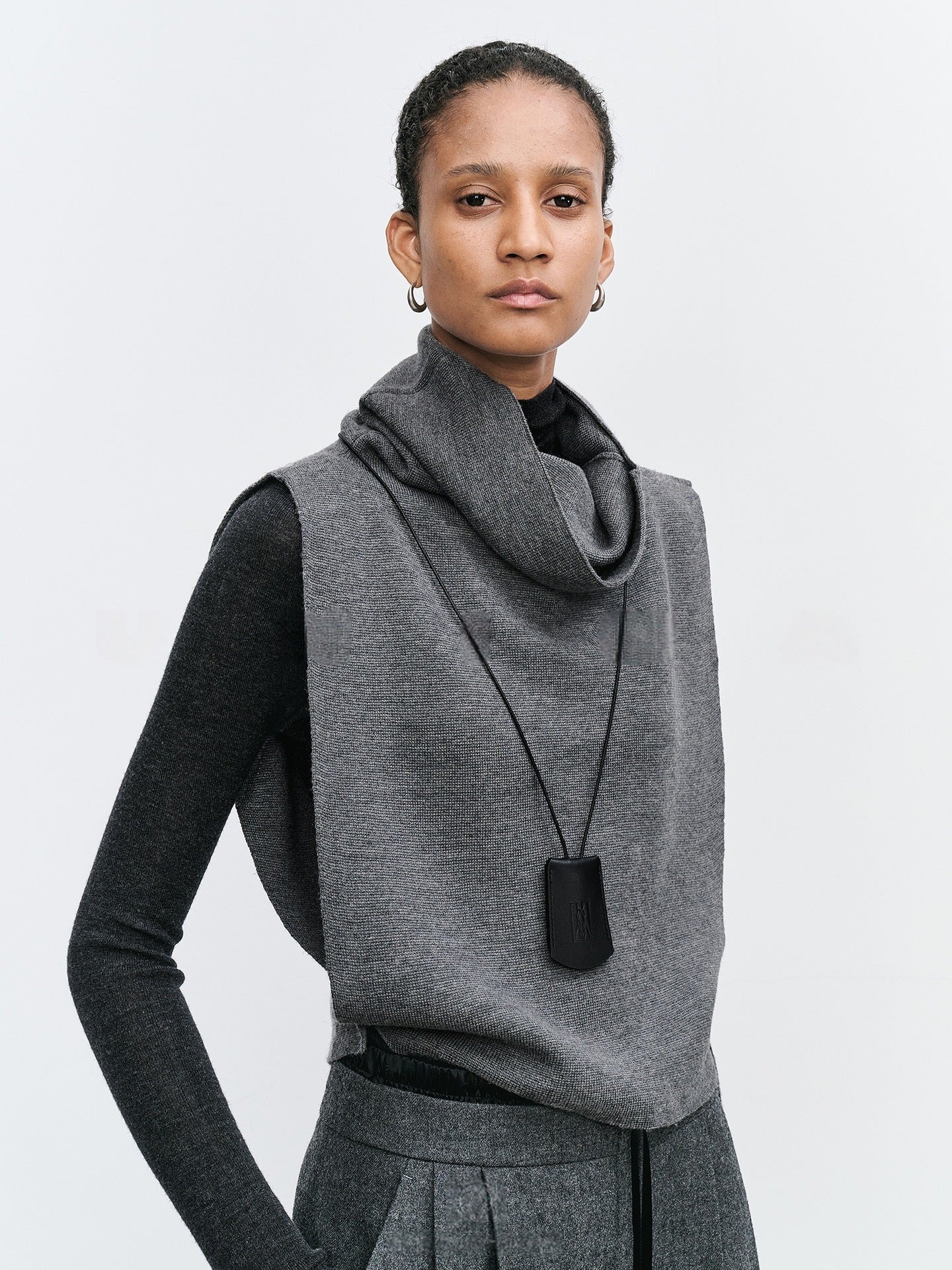 Damen Strickweste Lässig Hochgeschlagener Kragen Beige