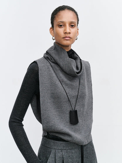 Damen Strickweste Lässig Hochgeschlagener Kragen Beige