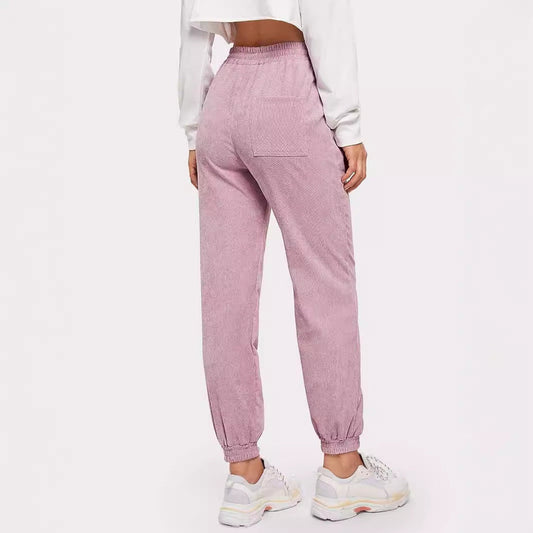 Damen Sweatpants Elastischer Bund Seitentaschen Schwarz Eveloria - Eveloria