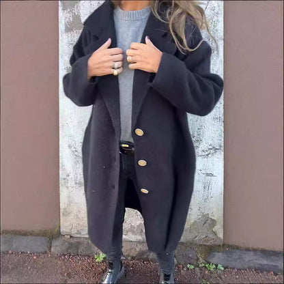 Damen Übergangsjacke Weites Design Elegant Knöpfe Beige