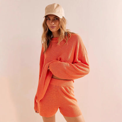 Damen Strickkleid Lässig Tiefkragen Weite Ärmel Eveloria