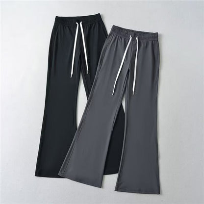 Damen Flared-Hose Elastischer Bund Praktische Taschen Schwarz Eveloria - Eveloria